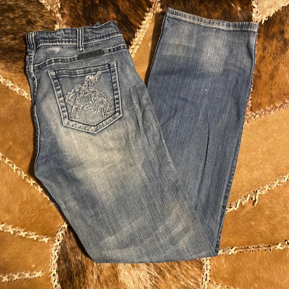 Cowgirl tuff jeans bronc patch